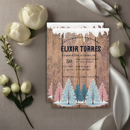 Convites Chá de Bebê Folhas de Pinheiro Floresta de Inverno
