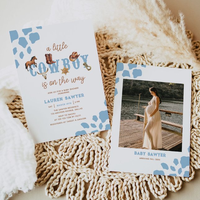 Convites Chá de Bebê-Foto do Little Cowboy Ocidental (Criador carregado)