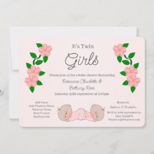 Convites Chá de Bebê Gêmeas Meninas