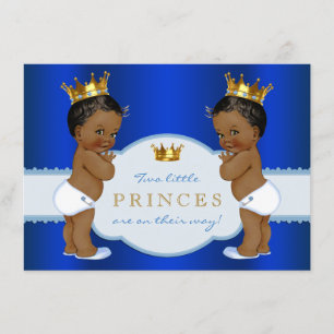 Convites Chá de Bebê Gêmeos Príncipe Real Afro-Americano