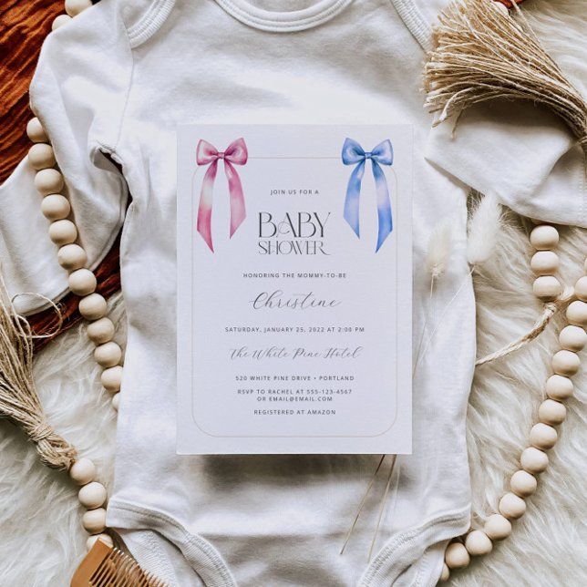 Convites Chá de Bebê Gênero Neutro Arco Azul Rosa (Criador carregado)