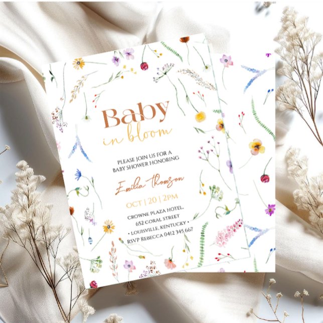 Convites Chá de Bebê gênero neutro Baby in Bloom (Criador carregado)