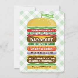 Convites Chá de Bebê Gênero Neutro Hambúrguer Empilhado BBQ