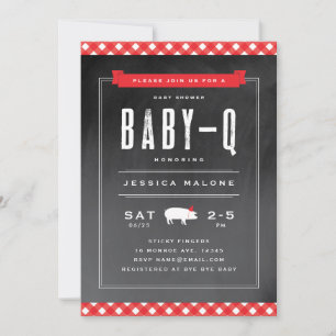 Convites Chá de Bebê Gingham Baby BBQ