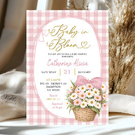 Convites Chá de Bebê Gingham Coquette Daisy Baby in Bloom