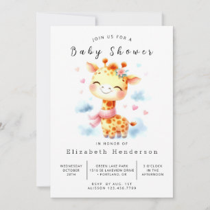 Convites Chá de Bebê Girafa Personalizado Feliz
