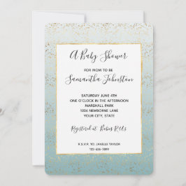 Convites Chá de Bebê Glam Confetti Tom Aquário Dourado