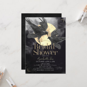 Convites Chá de Bebê Gótico Raven & Golden Moon
