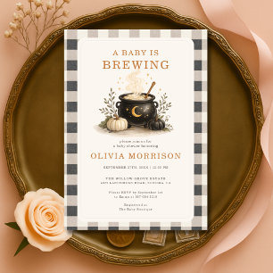 Convites Chá de Bebê Halloween Baby is Brewing com Tema Xad