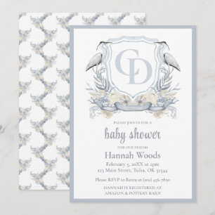 Convites Chá de Bebê Heron Interlocking Monogram