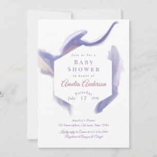 Convites Chá de Bebê Hexágono Aquarela Lavanda