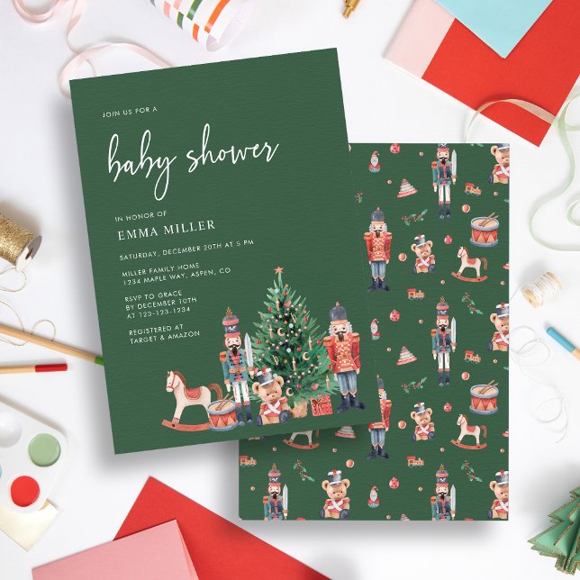 Convites Chá de Bebê Holiday Green (Holiday Green Baby Shower Invitation
)