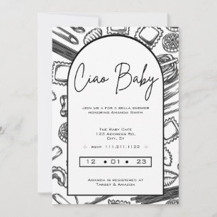 Convites Chá de Bebê Italiano Ciao Baby Massas