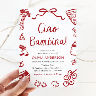 Convites Chá de Bebê Italiano Ciao Bambina Menina Caprichos
