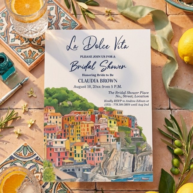 Convites Chá de Bebê Italiano La Dolce Vita Riviera (Criador carregado)