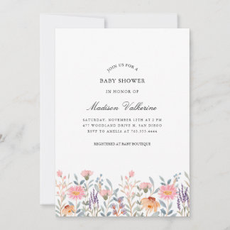 Convites Chá de Bebê Jardim Floral Aquarela Simples