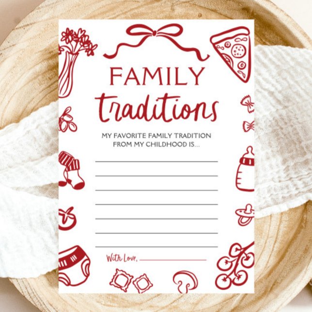 Convites Chá de Bebê: Jogo da Tradição Familiar "Mão Vermel (Red Hand Drawn Baby Shower Family Tradition Game)