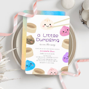 Convites Chá de Bebê Kawaii Pequeno Dumpling Colorido