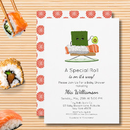 Convites Chá de Bebê Kawaii: Tema de Sushi e Rolinho de Sal