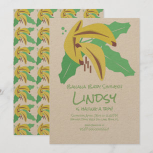 Convites Chá de Bebê Kraft Banana Roxa Retro Baby Shower