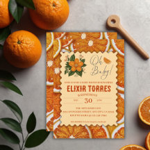 Chá de Bebê Laranja Cítrica Elegante Moderna