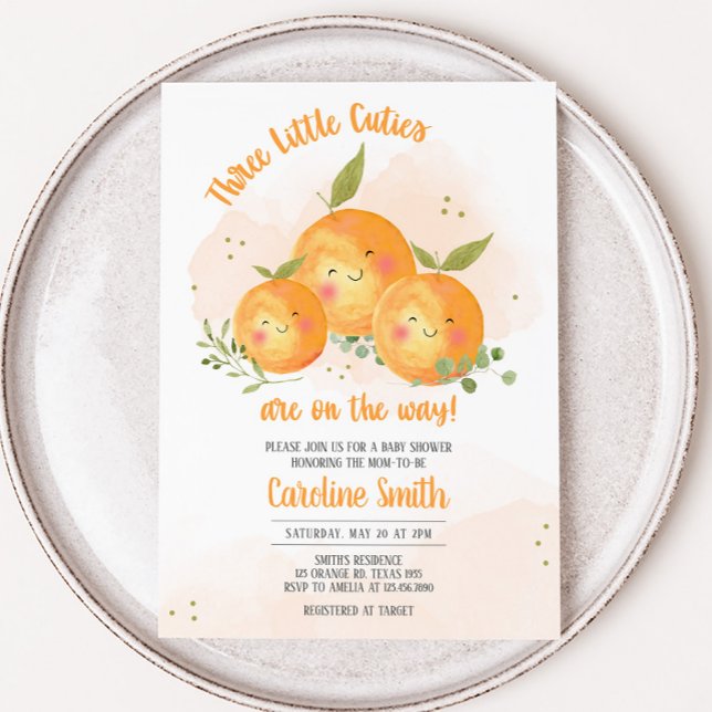 Convites Chá de Bebê Laranja Citrino Fofo (Oranges Baby Shower Invitation)
