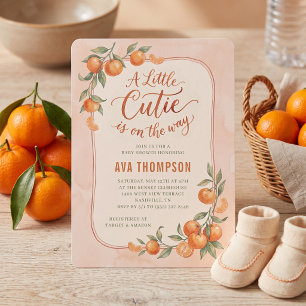 Convites Chá de Bebê Laranja Little Cutie