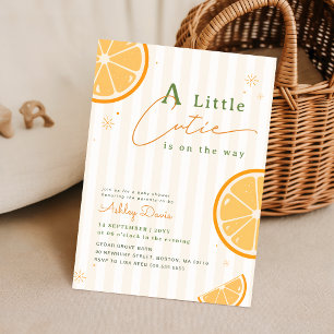 Convites Chá de Bebê Laranja Little Cutie de Verão