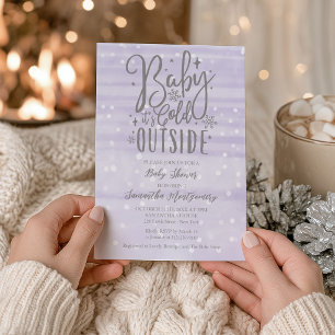 Convites Chá de Bebê Lavanda 'Baby It's Cold Outside'
