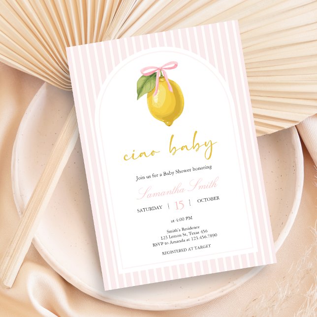 Convites Chá de Bebê Lemon Ciao (Lemon Ciao Baby Shower Invitation)