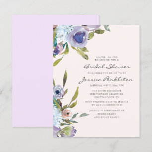 Convites Chá de Bebê Lilás Roxo Azul Floral