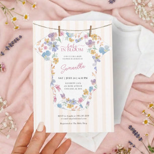 Convites Chá de Bebê Linha de Roupas Pastel Bebê em Flor