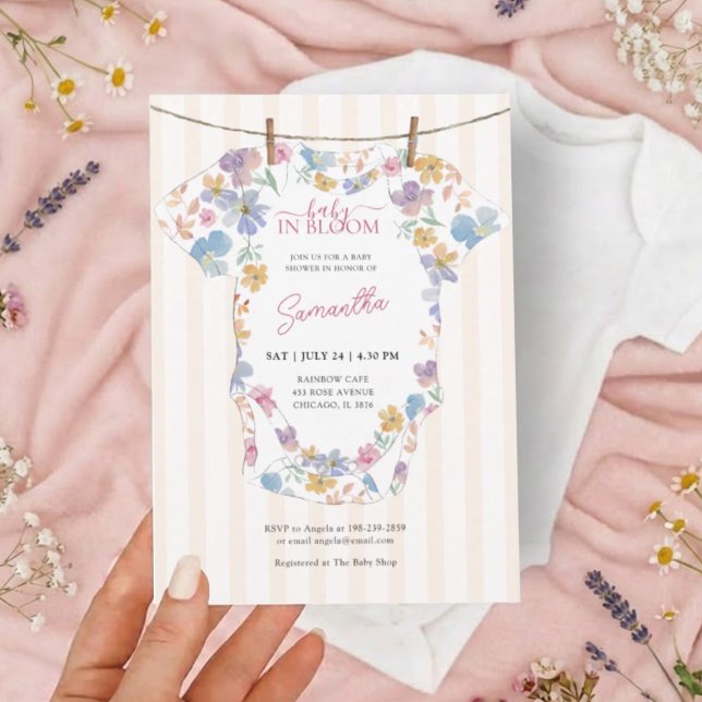 Convites Chá de Bebê Linha de Roupas Pastel Bebê em Flor (Criador carregado)