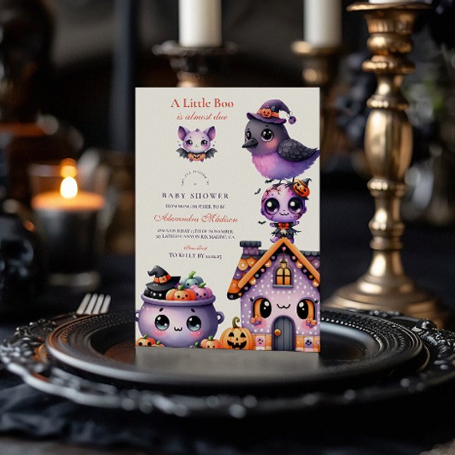 Convites Chá de Bebê Little Boo Halloween Pastel (Criador carregado)