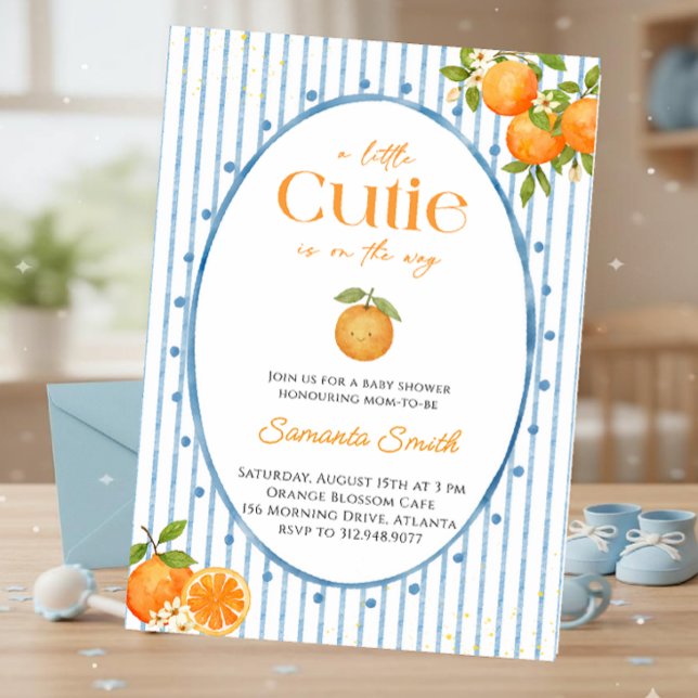 Convites Chá de Bebê Little Cutie Blue (Criador carregado)
