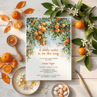 Convites Chá de Bebê Little Cutie Citrus Flor de Laranjeira