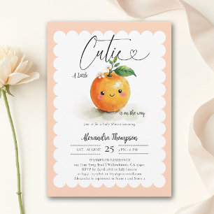 Convites Chá de Bebê Little Cutie Heart Laranja Floral Blus