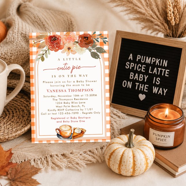 Convites Chá de Bebê Little Cutie Pie Pumpkin Spice Latte (Criador carregado)