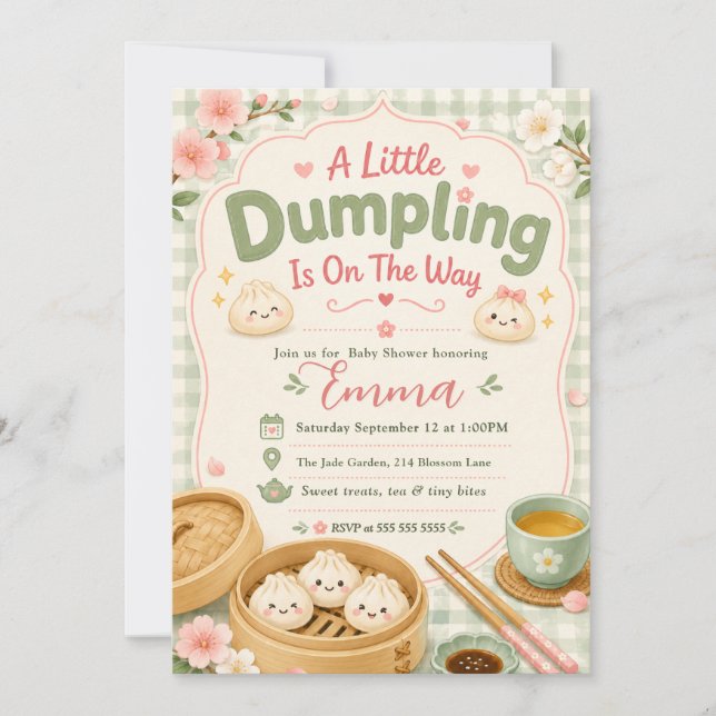 Convites Chá de Bebê Little Dumpling (Frente)