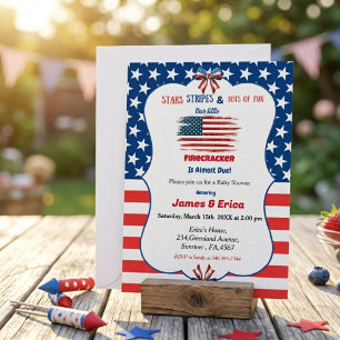 Convites chá de bebê little firecracker 4 de julho