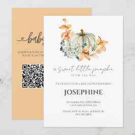 Convites Chá de Bebê Little Pumpkin QR Registro