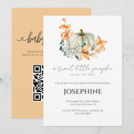Convites Chá de Bebê Little Pumpkin QR Registro