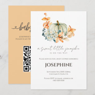 Convites Chá de Bebê Little Pumpkin QR Registro