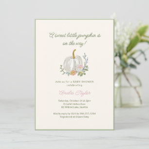 Convites Chá de Bebê Little Pumpkin Wildflower Sage Outono