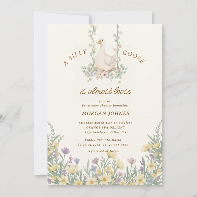 Convites Chá de Bebê Little Silly Goose (Frente)