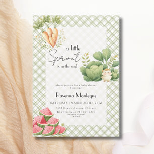 Convites Chá de Bebê Little Sprout Green Gingham