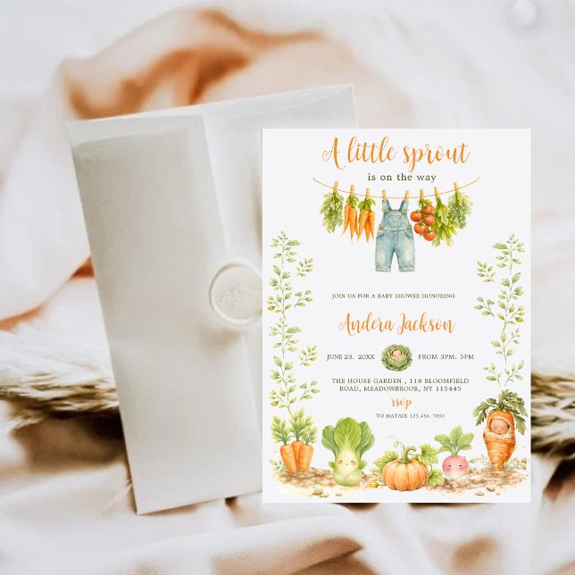 Convites Chá de Bebê Little Sprout Produtos Locais (Criador carregado)