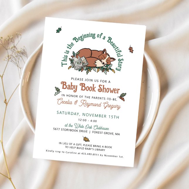 Convites Chá de Bebê Livro (Woodland Storybook Baby Shower Invitations)
