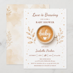 Convites Chá de Bebê Love Is Brewing Coffee