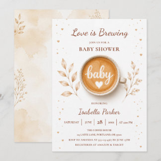 Convites Chá de Bebê Love Is Brewing Coffee